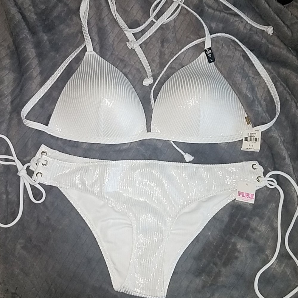 Cute PINK bikini top is a LG and bottoms are MED